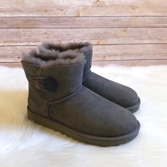 UGG Grey Mini Bailey Button II Boots - Picture 5 of 8